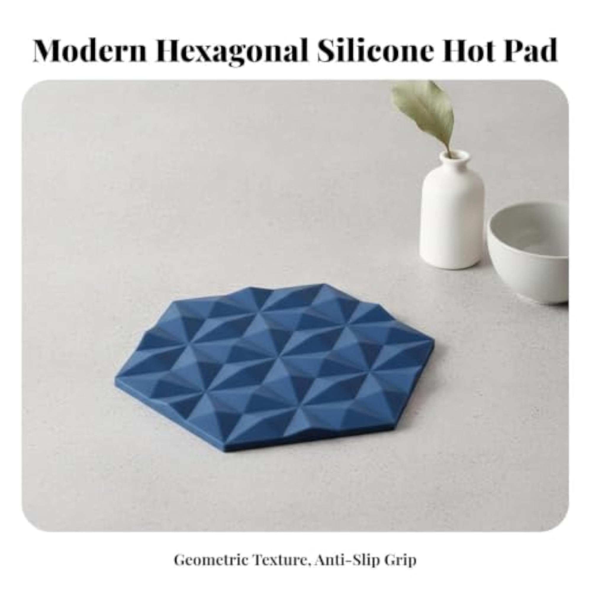 Hexagonal Silicone Hot Pad Mat, Light Gray
